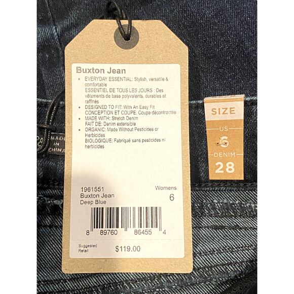 NWT prAna Buxton Mid-Rise Button Fly Slim Boyfriend Stretch Jean 6 Blue #2639 - Picture 6 of 12